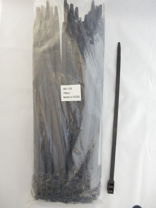 Kabelbinder  360 x 9 mm schwarz UV beständig - 100 Stück