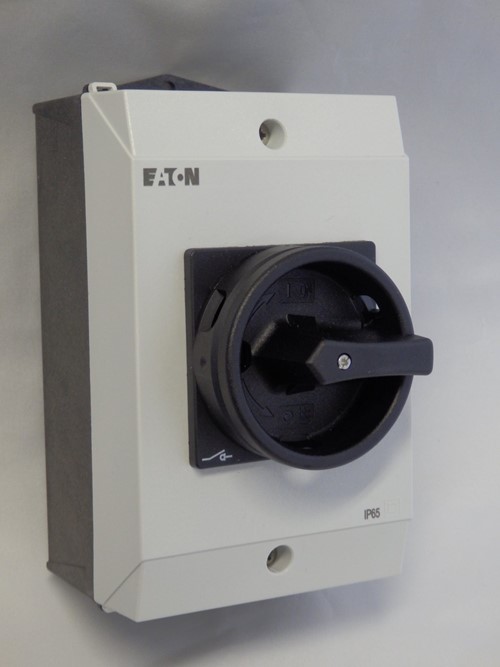 interupteur principal 4P 32A EATON  avec boitier manette rouge /jaune