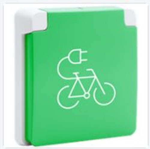 Fahrradladestation, 16 A/250 V AC mit grünem Schutzdeckel