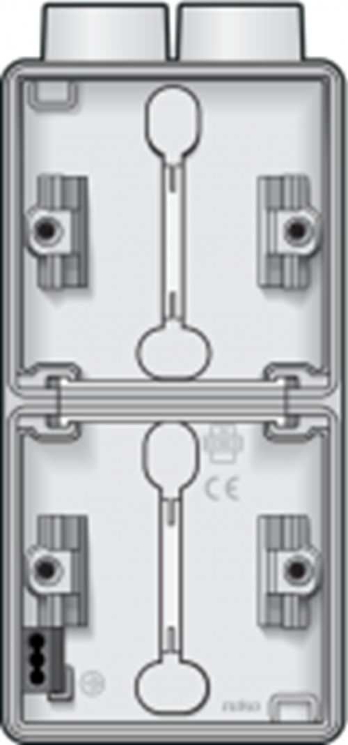 HY55 Doppel-Aufbaudose mit 1x zwei M20 Eingänge - weiss